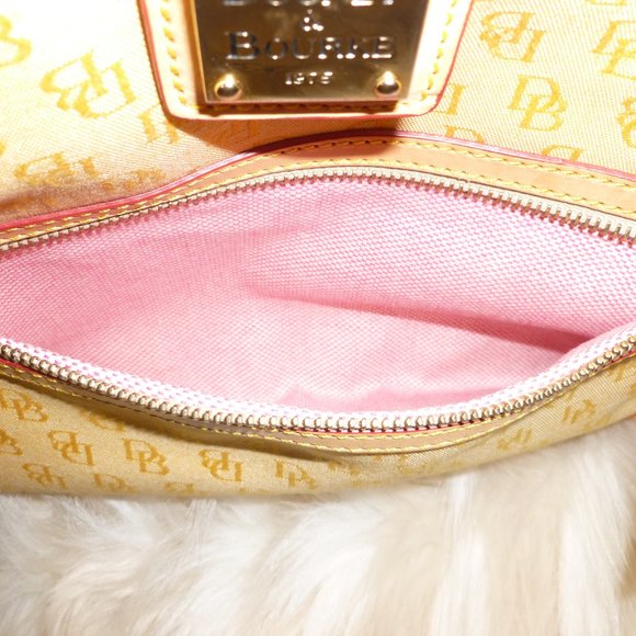 SOLD Dooney & Bourke Signature Canvas Purse-Yellow with Tan Leather - Picture 7 of 11